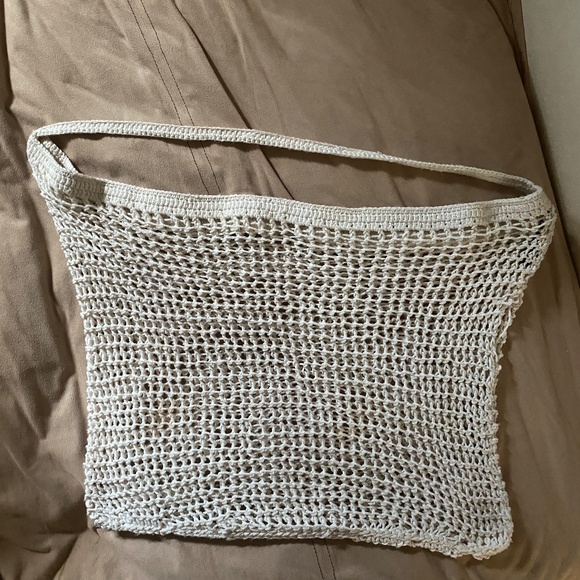 DKNY Beige Mesh 100% Cotton Crochet Tote Bag - Picture 7 of 7